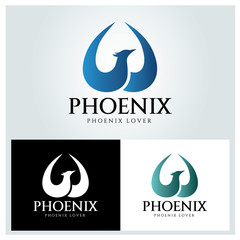 Phoenix logo design template ,Love logo design concept ,Vector illustration