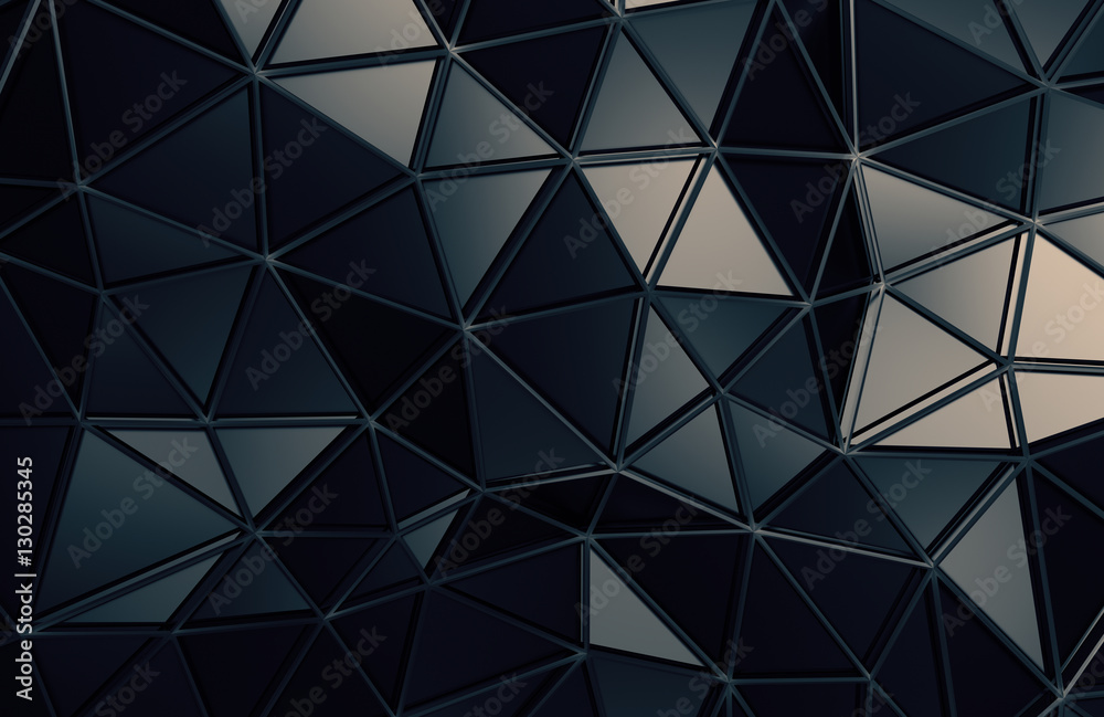 Poster abstract 3d rendering of triangulated surface. contemporary background. futuristic polygonal shape. 