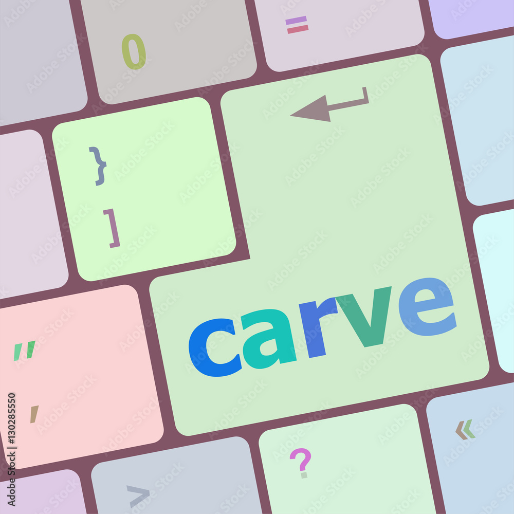 Poster carve button on computer pc keyboard key