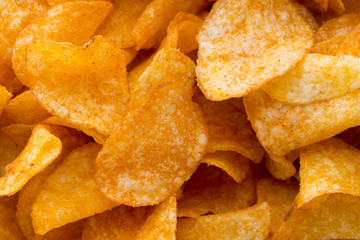 Potato chips on the papric. Eco food.