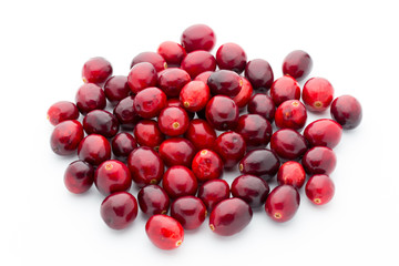 Cranberries top view. Red, ripe cranberries macro view.