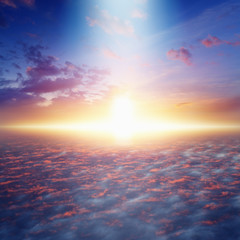 Way to heaven and eternal life, bright light from skies
