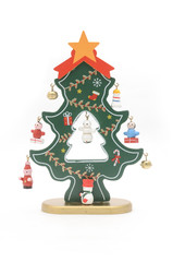 wooden Christmas tree isolated on white