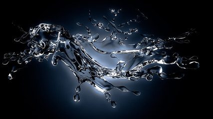 Isolated splash of water with splashes and drops on a black back - 130287733