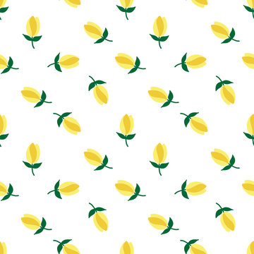 flower yellow tulips pattern seamless on white background vector