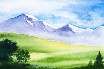 Watercolor mountains - 130288354