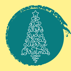 Holiday gift card with hand lettering We wish You a Merry Christmas on grunge brush background. Vector illustration for your design