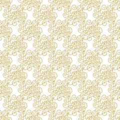Seamless pattern with golden hand lettering Happy Holiday on white background. Vector illustration for your design