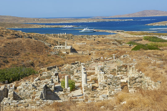 Archaeological site, Delos, Cyclades Islands, Greek Islands, Aegean Sea, Greece