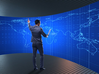 Businessman in futuristic computing concept