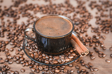 Coffee beans, black coffee