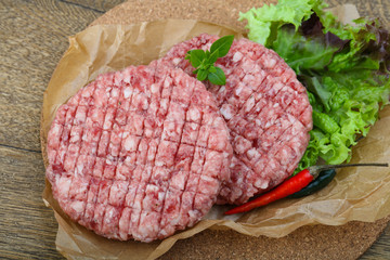 Raw burger cutlet