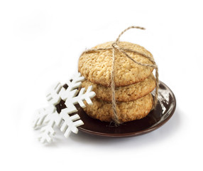 Homemade oat cookies baked for New Year holidays