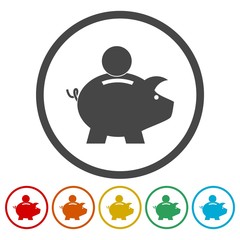 Piggy bank icons set 
