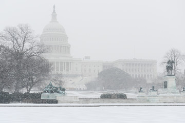 Washington DC in Winter - The Capitol in snow 