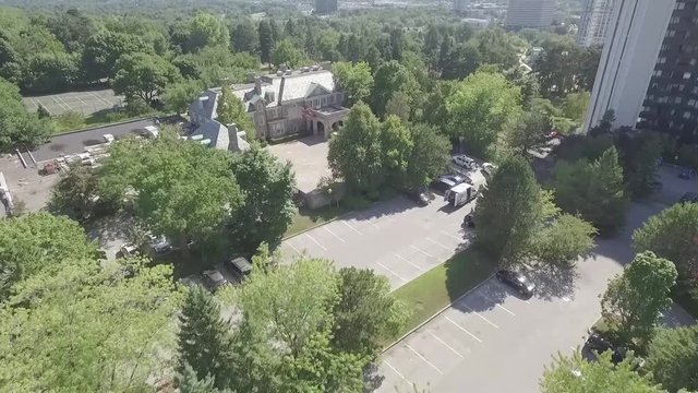 luxury classic mansion drone shot
