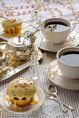 Afternoon tea with muffins