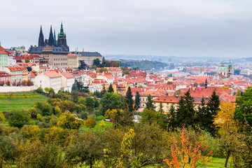 View of old town and Prague castle, Czech Republic