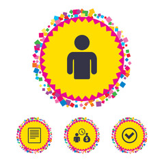 Bank loans icons. Fill document and get money.