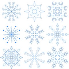 Set of hand drawn snowflakes.