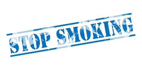 stop smoking blue stamp on white background