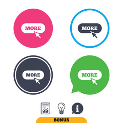 More with cursor pointer icon. Details symbol.