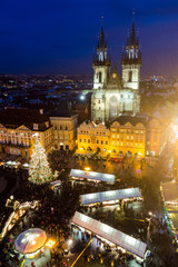 Christmas in Oldtown square (czech: Staromestske namesti) Prague, Czech Republic