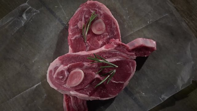 Seamless looping Raw Meat filmed overhead