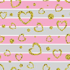 Seamless golden hearts pattern.