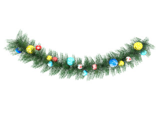 3D render of a beautiful holiday multicolor decorations and part