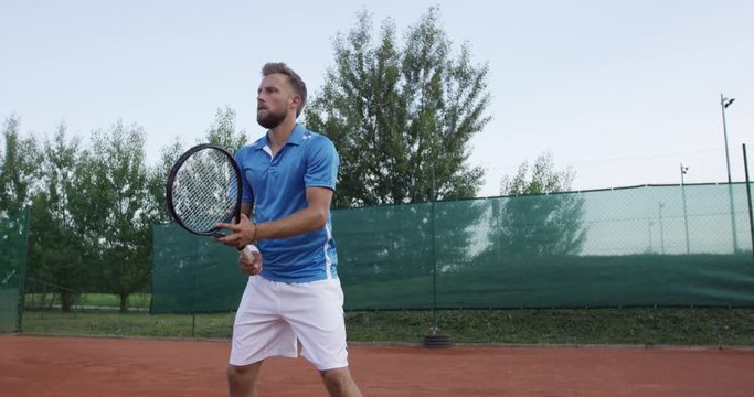  Tennis Player Hits Two Handed Backhand Close To Camera