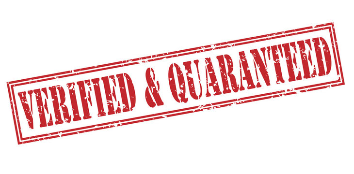 verified and quaranteed red stamp on white background