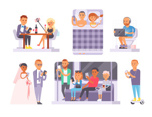 People and gadgets internet technology concept.