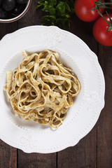 Fettuccine pasta with pesto genovese