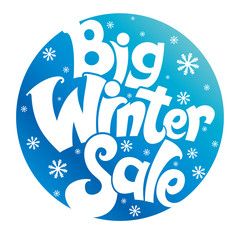 Big winter sale. Stylish vector template. Font circle design.