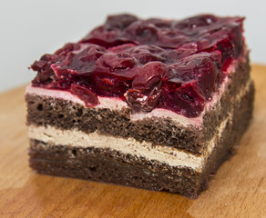 Chocolate cake with cherry jelly