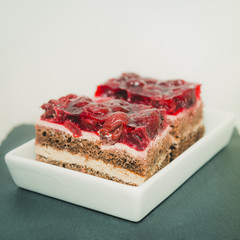 Chocolate cake with cherry jelly