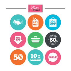 Sale discounts icon. Shopping, deal signs.