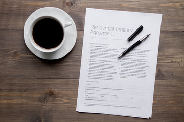 concept conclusion of treaty on dark wooden background top view