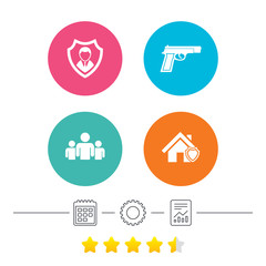 Security agency icons. Home shield protection.