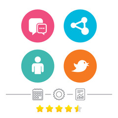 Social media icons. Chat speech bubble and Share.