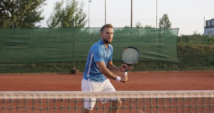  Slow Motion Of Tennis Player Hitting Backhand And Forehand