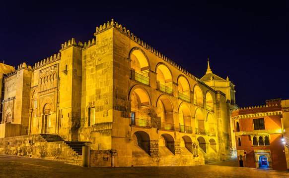 Walls of Mezquita Cathedral in Cordoba, Spain