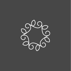 Logo minimalism leaves on a black background the form of design patterns