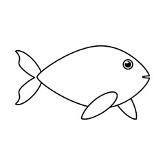 Fish animal cartoon icon. Sea life ecosystem fauna and ocean theme. Isolated and silhouette design. Vector illustration