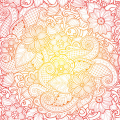 Doodle seamless background in vector with doodles, flowers and paisley. Vector ethnic pattern can be used for wallpaper, pattern fills.