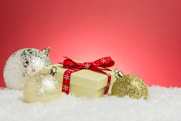 Christmas background on red