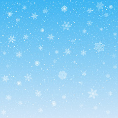 Naklejka na ściany i meble Christmas snowfall blue background