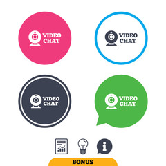 Video chat sign icon. Webcam video talk.