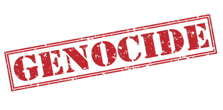 genocide red stamp on white background